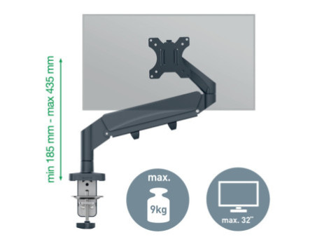 LEITZ Bras simple pour écran Ergo, gris velours