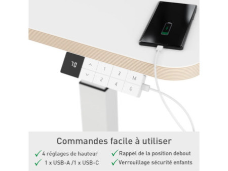 LEITZ Bureau assis-debout Ergo Compact, électrique, blanc