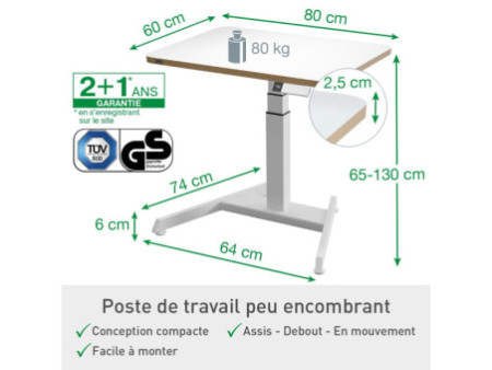 LEITZ Bureau assis-debout Ergo Compact, électrique, blanc