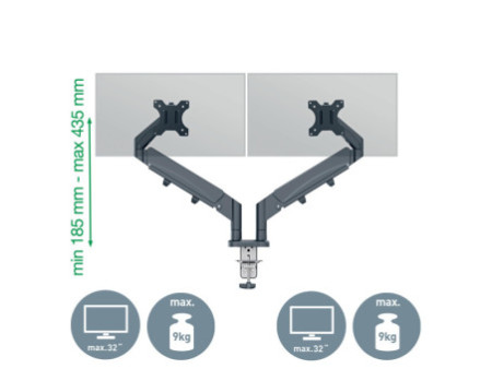 LEITZ Bras double pour écrans Ergo Dual, gris foncé