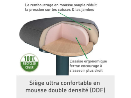 LEITZ Tabouret 'assis' Ergo actif, assise confort,gris foncé