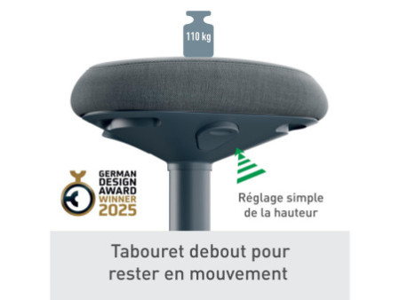 LEITZ Tabouret assis-debout Ergo Active, assise confort,gris