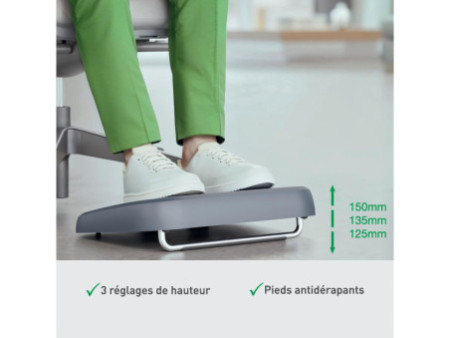 LEITZ Repose-pieds, réglable en hauteur, gris foncé