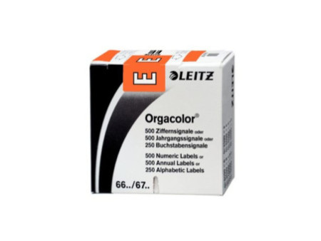 LEITZ onglet alphabétique 'E' sur Rouleau,orange,autocollant