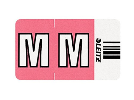 LEITZ onglet alphabétique 'M' sur Rouleau, rose, autocollant