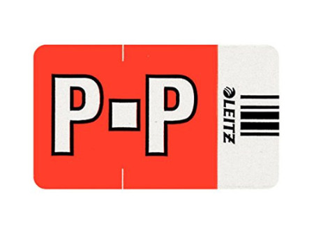 LEITZ onglet alphabétique 'P' sur rouleau, rouge, adhésif