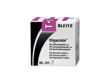LEITZ onglet alphabétique 'T' sur rouleau, violet, adhésif