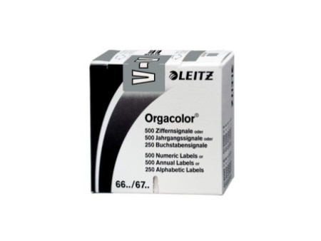 LEITZ onglet alphabétique 'V' sur rouleau, gris, adhésif