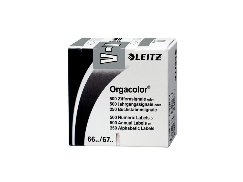 LEITZ onglet alphabétique 'V' sur rouleau, gris, adhésif