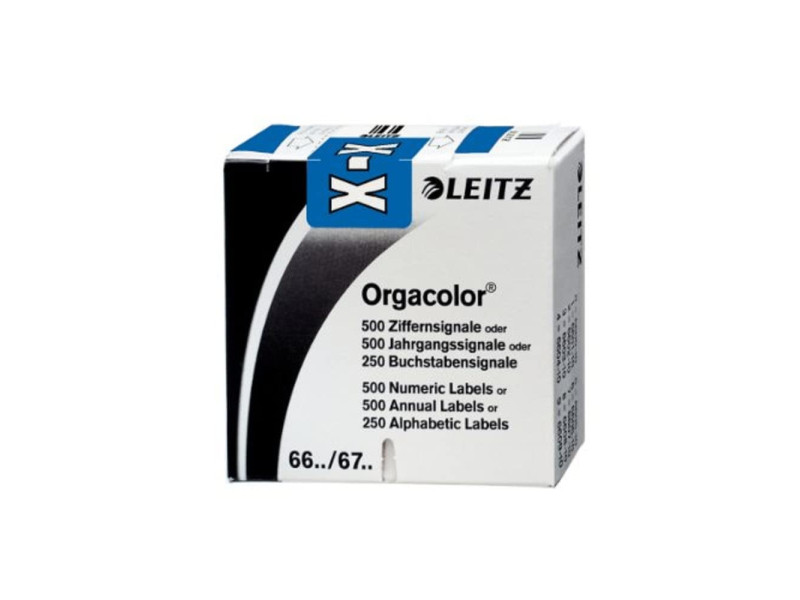 LEITZ onglet alphabétique 'X' sur rouleau, bleu, adhésif