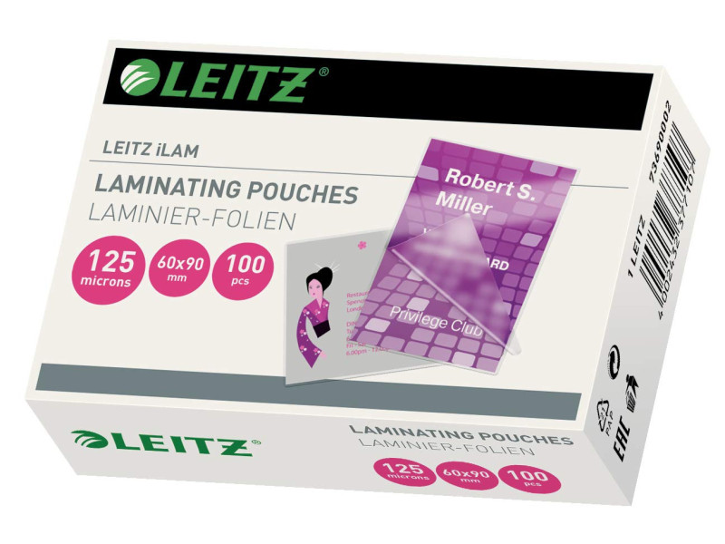 LEITZ Pochette de plastification pour cartes de visite