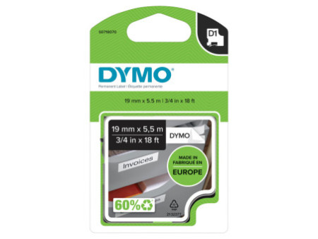 DYMO Ruban d'étiquette D1 noir/blanc,19 mm x 5,5 m