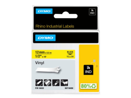 DYMO RHINO Etiquette industrielle en vinyle noir/jaune