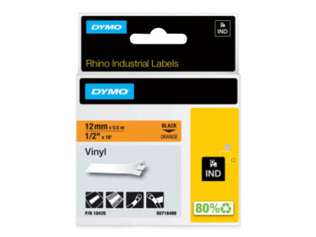DYMO RHINO Etiquette industrielle en vinyle noir/orange