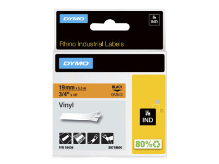 DYMO RHINO Etiquette industrielle en vinyle noir/orange