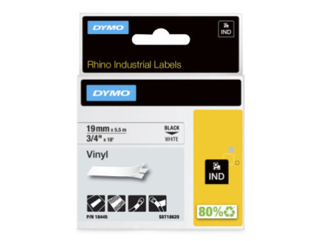 DYMO RHINO Etiquette industrielle en vinyle noir/blanc