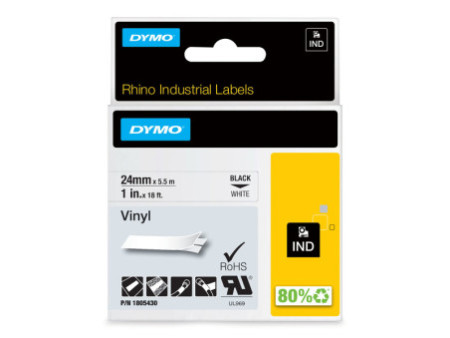 DYMO RHINO Etiquette en vinyle industrielle noir/blanc
