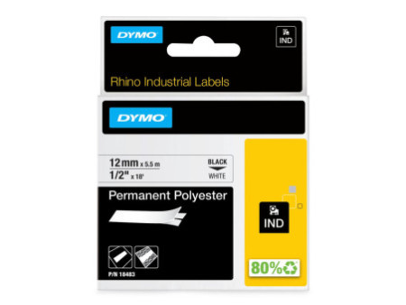 DYMO RHINO Etiquette industrielle en polyester noir/blanc
