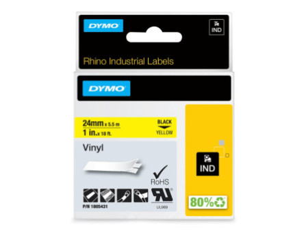 DYMO RHINO Etiquette en vinyle industrielle noir/jaune