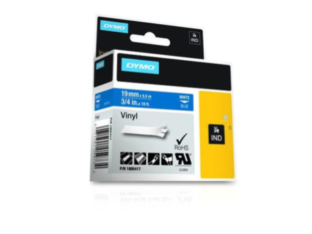 DYMO RHINO Etiquette industrielle en vinyle blanc/bleu
