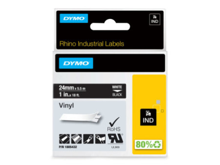 DYMO RHINO Etiquette industrielle en vinyle noir/blanc
