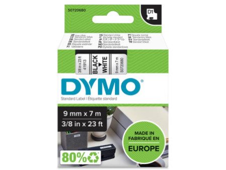 DYMO Ruban d'étiquetter D1 noir/blanc, 9 mm x 7 m