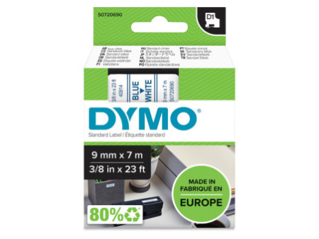 DYMO Ruban d'étiquette D1 bleu/blanc, 9 mm x 7 m