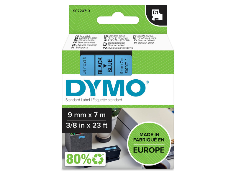 DYMO D1 Ruban d'étiquette D1 noir/bleu, 9 mm x 7 m