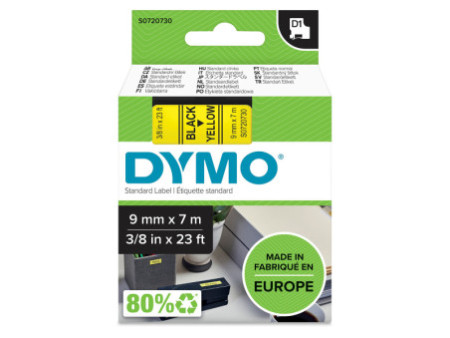 DYMO Ruban d'étiquette D1 noir/jaune, 9 mm x 7 m