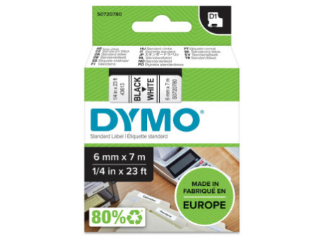 DYMO Ruban d'étiquette D1 noir/blanc, 6 mm x 7 m