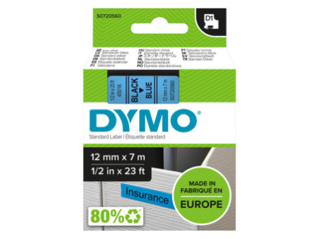 DYMO Ruban d'étiquette D1 noir/bleu, 12 mm x 7 m