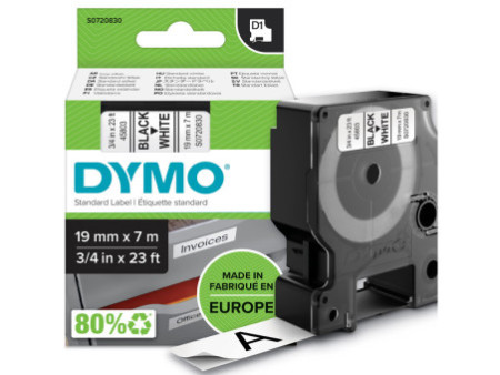 DYMO Ruban d'étiquette D1 noir/blanc,19 mm x 7 m