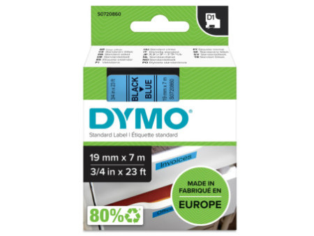 DYMO Ruban d'étiquette D1 noir/bleu, 19 mm x 7 m