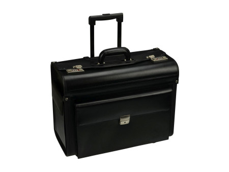 Alassio Valise pilote 'SILVANA', cuir, avec trolley, noir