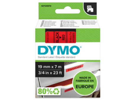 DYMO Ruban d'étiquette noir/rouge,19 mm x 7 m