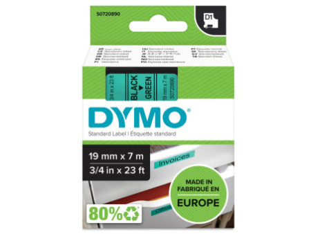 DYMO Ruban d'étiquette D1 noir/vert, 19 mm x 7 m
