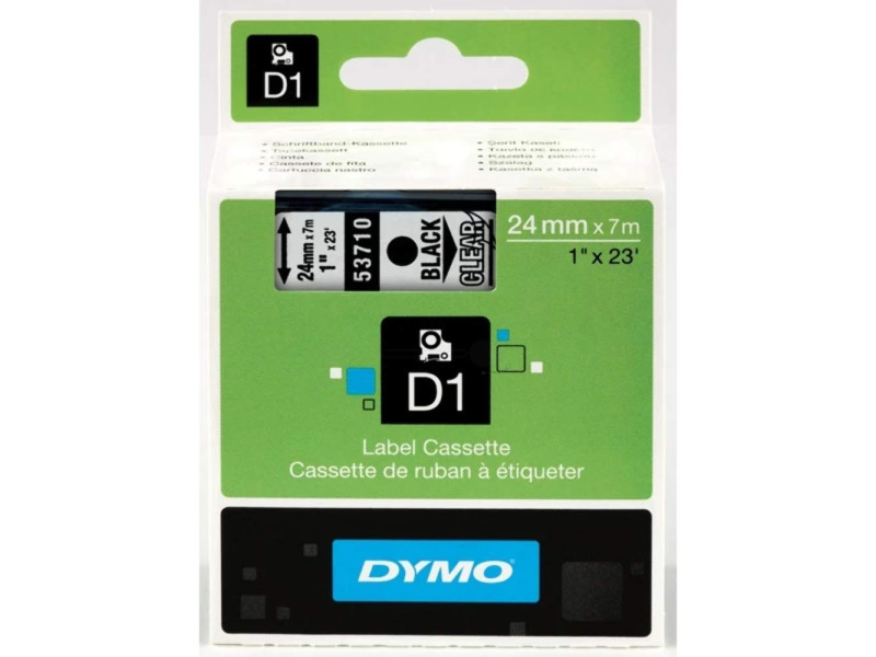 DYMO Ruban d'étiquette D1 noir/transparent,