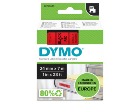 DYMO Ruban d'étiquette D1 noir/rouge,24 mm x 7 m