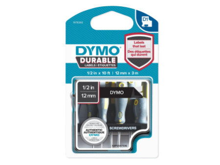 DYMO Ruban d'étiquette D1 blanc/noir, 12 mm x 3 m