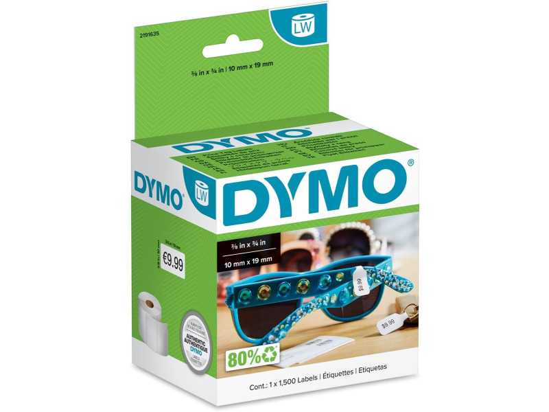 DYMO Etiquettes pour bijoux LabelWriter, 10 x 19 mm, blanc