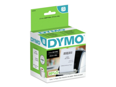 DYMO Etiquettes pour reçus LabelWriter, 57 mm x 91 m, blanc