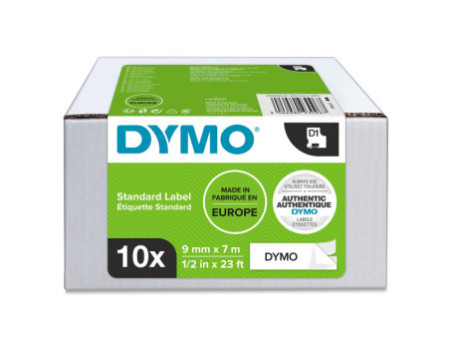 DYMO Ruban d'étiquette D1, 9 mm x 7 m, pack de 10