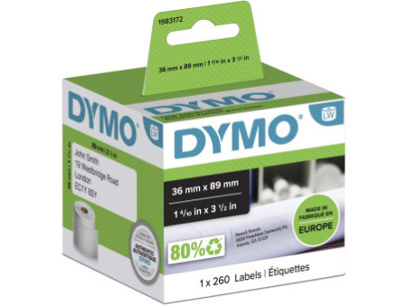 DYMO Etiquette d'adresse LabelWriter, 89 x 36 mm, blanc