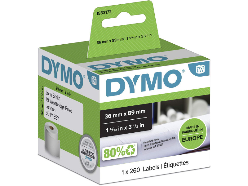 DYMO Etiquette d'adresse LabelWriter, 89 x 36 mm, blanc