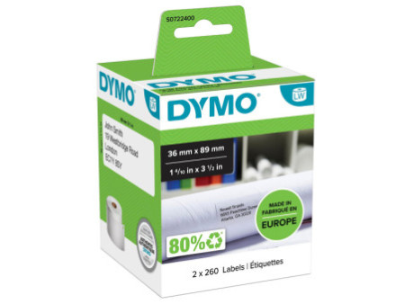 DYMO Etiquette d'adresse LabelWriter, 89 x 36 mm, blanc
