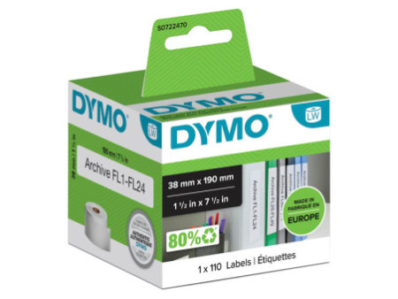 DYMO Etiquette de classeur LabelWriter, 38 x 190 mm, blanc