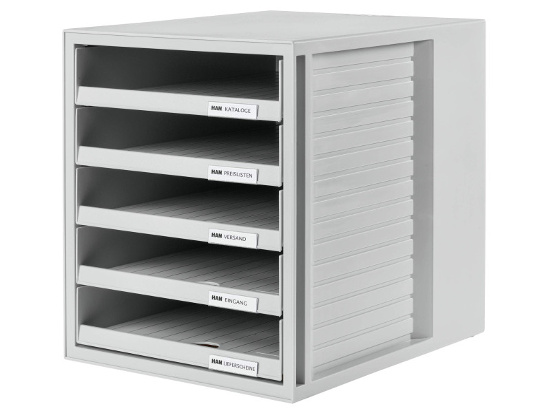 HAN Module de classement, 5 tiroirs ouverts, gris clair