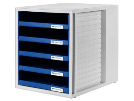 HAN Module de classement, 5 tiroirs ouverts, gris/bleu