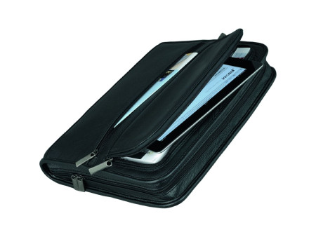 Alassio Serviette classeur 'CARPO', A4, cuir nappa, noir