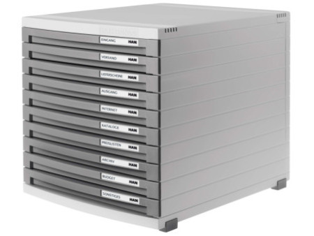 HAN Module de classement CONTUR,10 tiroirs, gris clair/foncé